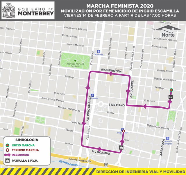 La movilización feminista en Monterrey. (Foto: Gobierno de Monterrey)