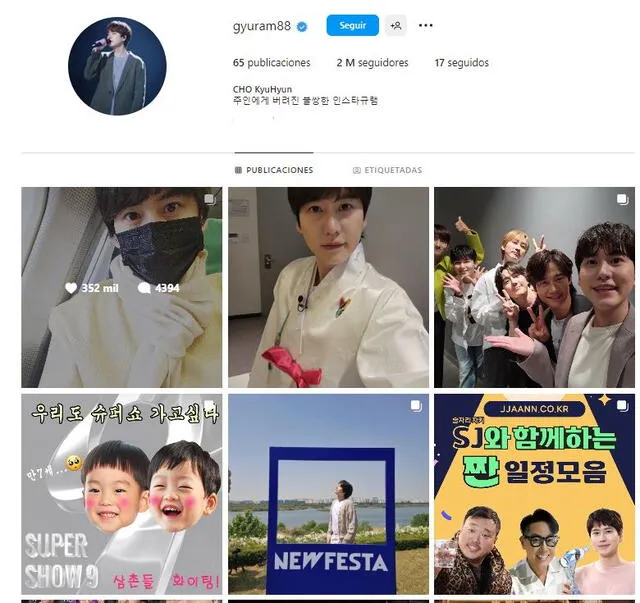  Kyuhyun de Super Junior en Instagram. Foto: captura/gyuram88   