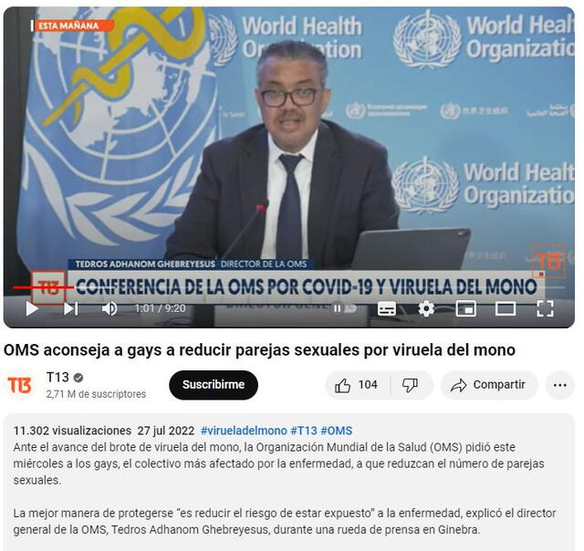  Rueda de prensa del 27 de julio de 2022. Foto: captura en YouTube / T13.&nbsp;<br><br>    