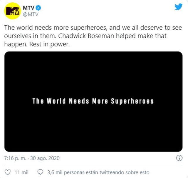 Video dedicado al fallecido Chadwick Boseman. Foto: captura Twitter