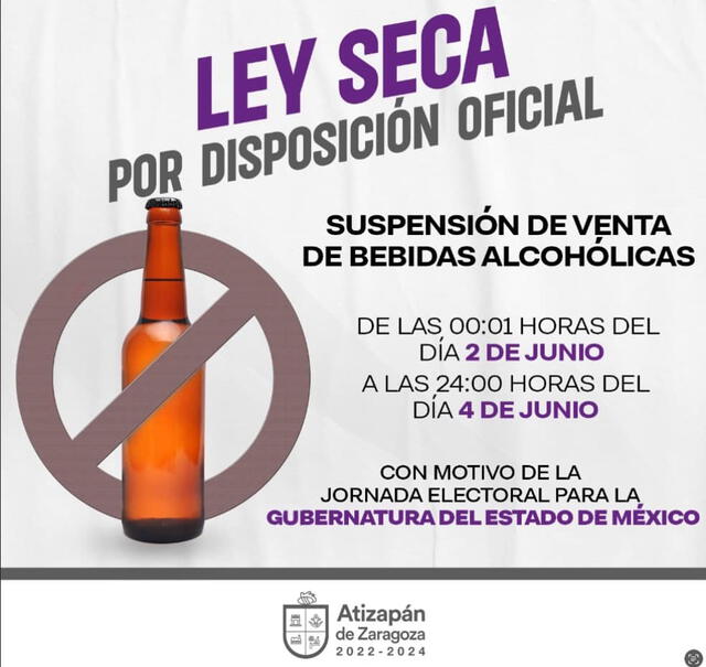 Atizapán inició la Ley Seca el 2 de junio. Foto: Facebook   