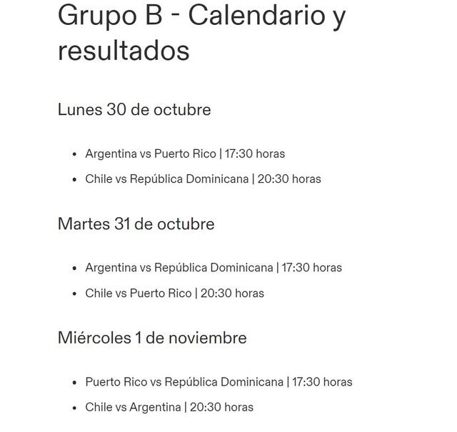 Este es el fixture que le espera a Argentina en los encuentros de vóley masculino por los Juegos Panamericanos 2023. Foto: captura/Santiago 2023   