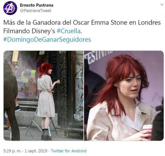 Filtran fotos de una irreconocible Emma Stone en rodaje de “Cruella” [FOTOS]