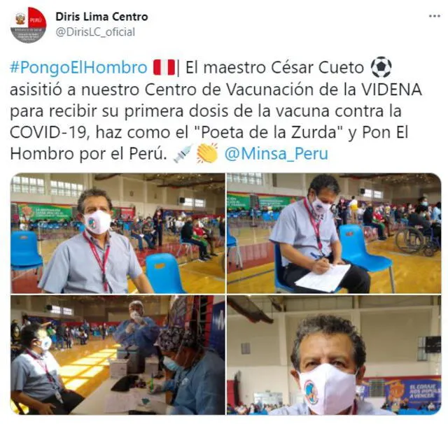 César Cueto se sumó a la campaña 'Pongo el hombro' tras ser vacunado.
