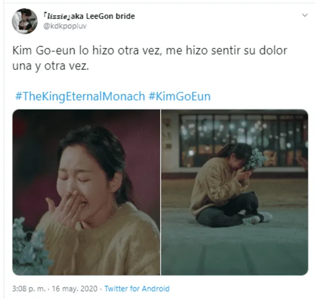 La escena ha conmovido a los seguidores del dorama protagonizado por Lee Min Ho y Kim Go Eun. Captura Twitter.