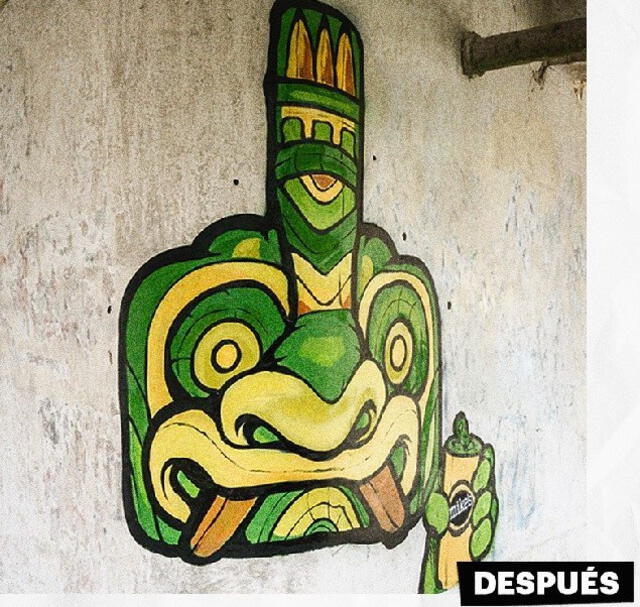 Pared intervenida por la campaña: “Los Graffitis Más Dulces”. Foto: Prensa Mikes´s.
