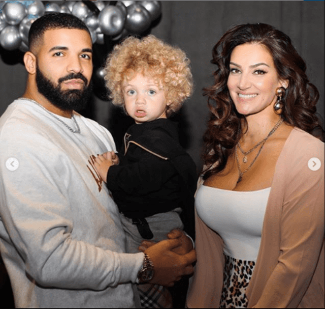 Drake, ophie Brussaux y su hijo Adonis. Foto: Instagram