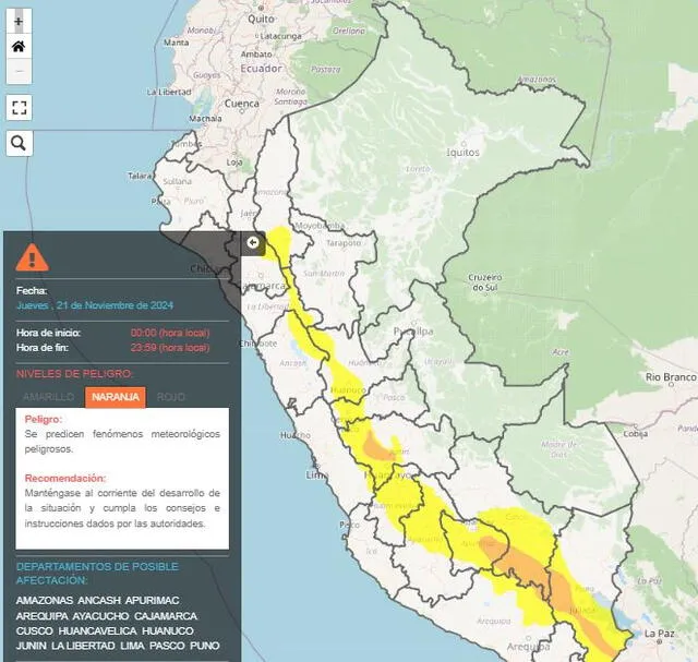 Precipitaciones en la sierra