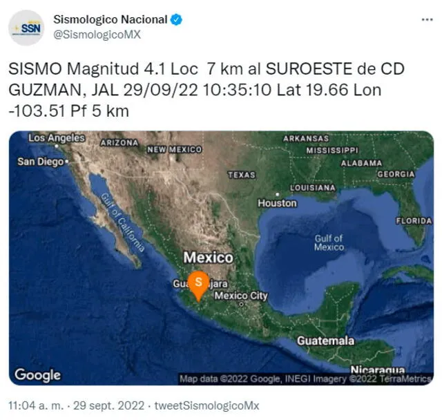 Último temblor en México