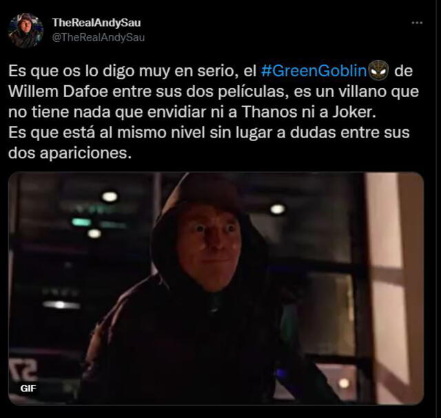 Green Goblin habría superado a Joker. Foto: Twitter @TheRealAndySau