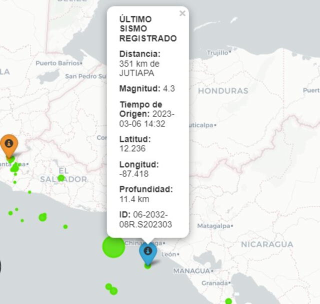  Último sismo registrado en Guatemala hoy, lunes 6 de marzo de 2023. Foto: Insivumeh   