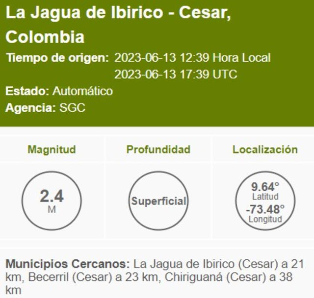 Sismo en Colombia. Foto: SGC   