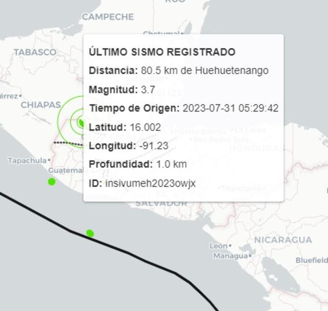 Sismo en Guatemala. Foto: Insivumeh Sismo en Guatemala. Foto: Insivumeh