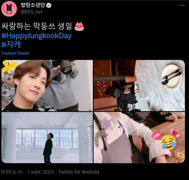 Segundo post de J-Hope por el cumpleaños de Jungkook. Foto: Twitter