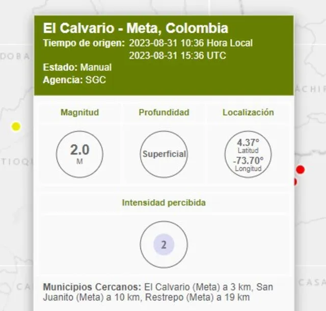 Sismo en Colombia. Foto: SGC   