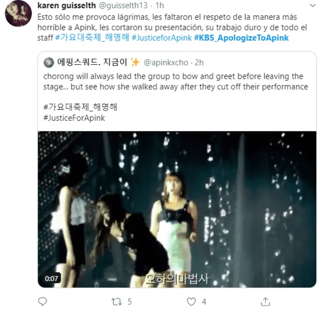 Fans denuncian malos momentos que vivió Apink en el KBS Gayo Daechukje 2019.