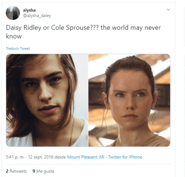 Dylan y Cole Sprouse son comparados con Daisy Ridley
