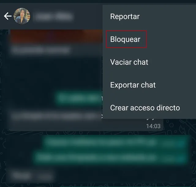 Bloquear a un contacto de WhatsAppp