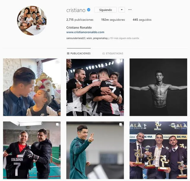 Cristiano Ronaldo en Instagram.