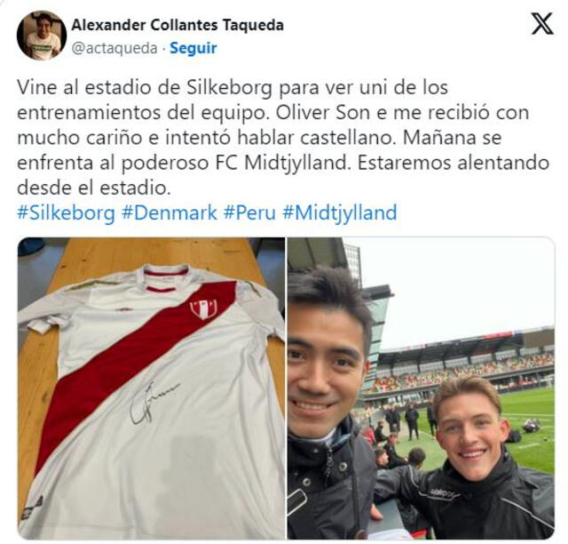 Publicación de un hincha peruano con Oliver Sonne. Foto: captura 