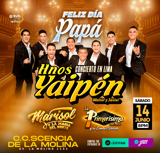 Hermanos Yaipén, Marisol y La Primerísima juntos en La Molina. Foto: difusión.   