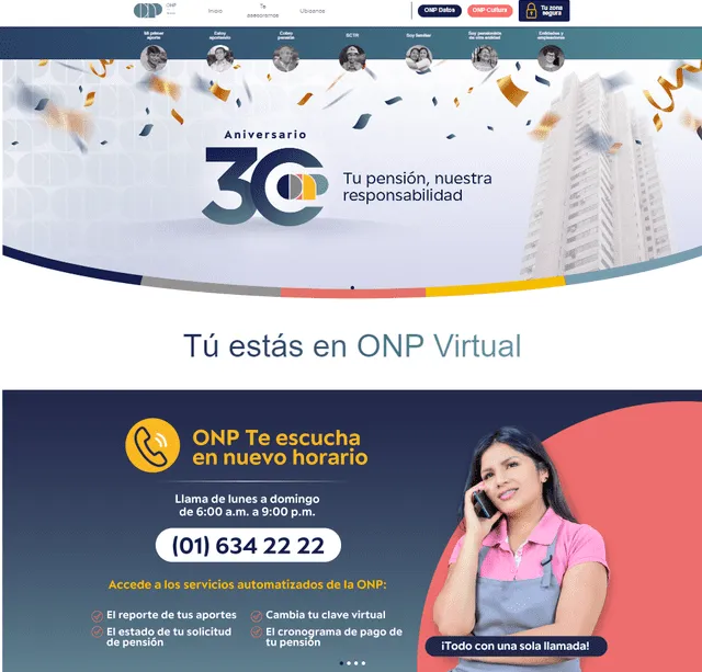  Página web oficial de la ONP. Foto: captura de pantalla/ ONP   