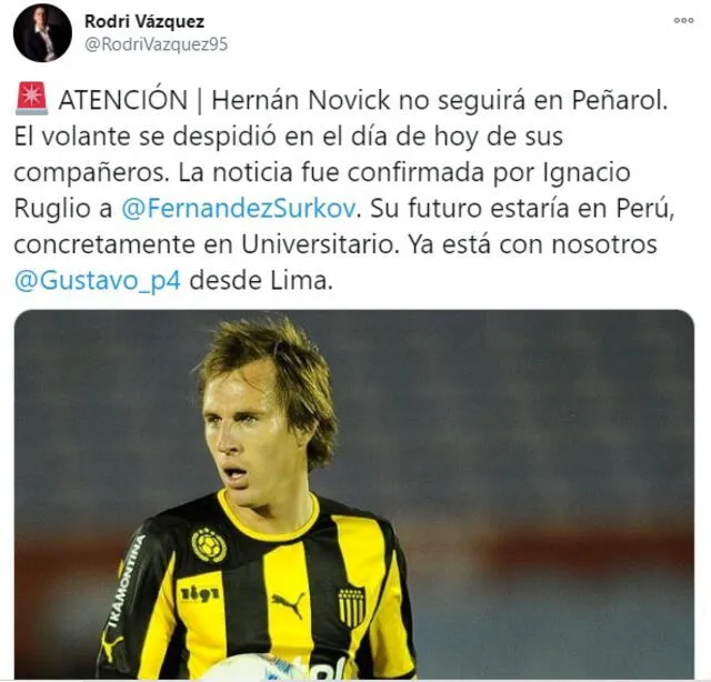 Hernán Novick no seguirá en Peñarol y su futuro estaría en Universitario.