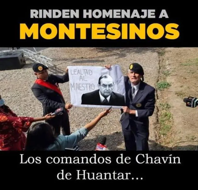 Imagen compartida en Facebook sobre supuesto "homenaje a Montesinos" por parte de excomandos de Chavín de Huántar. Fuente: Captura LR, Facebook.
