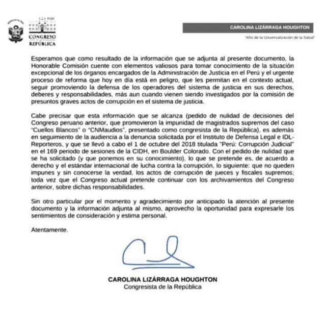 Documento enviado por Carolina Lizárraga.