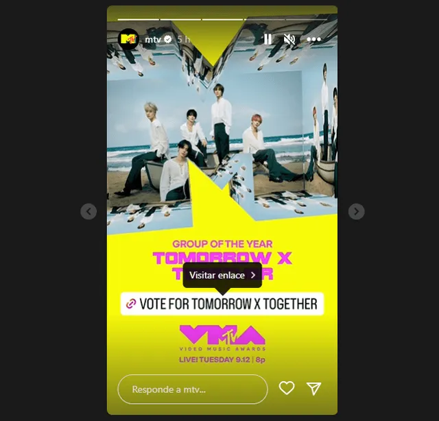  Cómo votar por TXT en los MTV VMAs 2023. Foto: captura Instagram / MTV   
