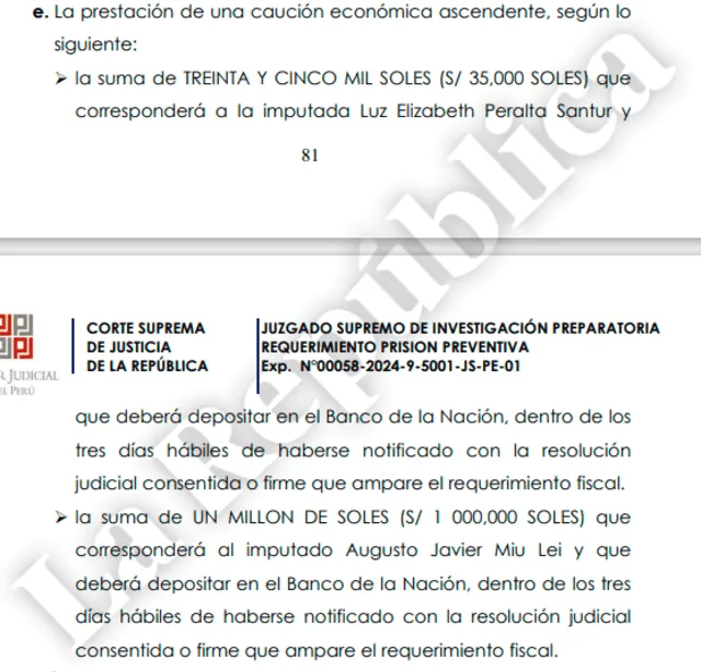 Poder Judicial ordena el pago de altos montos a los implicados Elizabeth Peralta y Javier Miu Lei. Foto: La República   