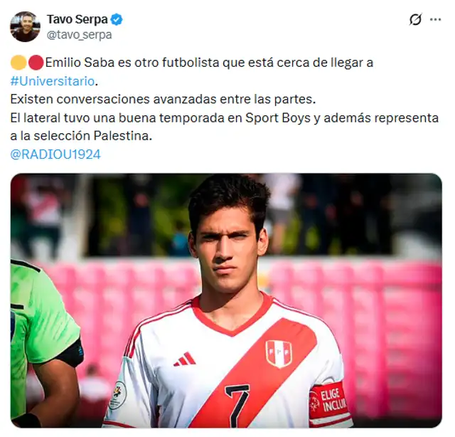 Saba podría llegar para reforzar la banda derecha de Universitario   