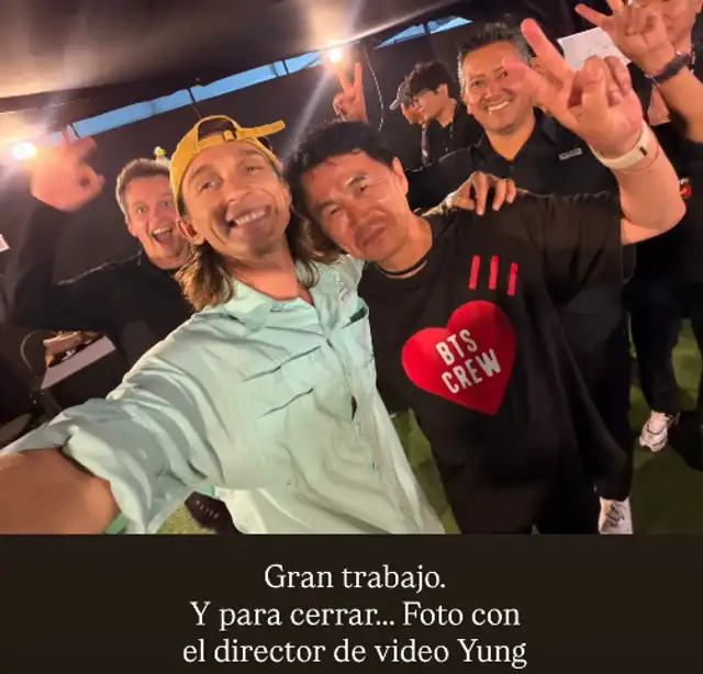 Sasha Kapsunov tras culminar su trabajo con el staff de BTS. Foto: Instagram.  