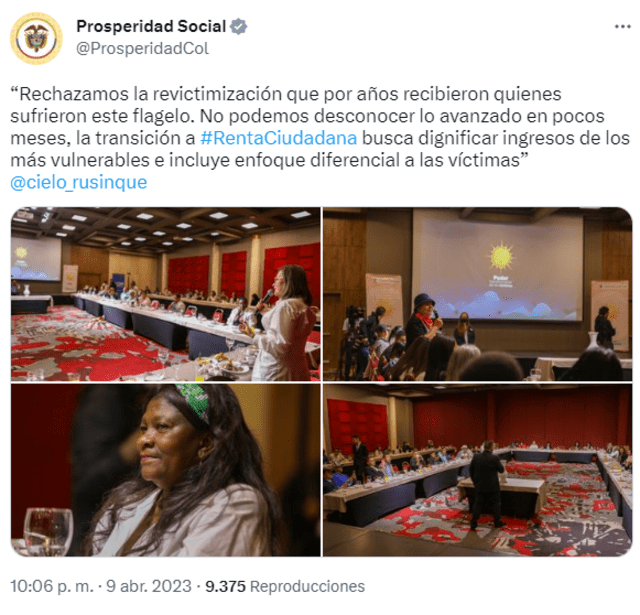 Cielo Rusinque Urrego, directora de Prosperidad Social, informó que se está llevando a cabo una transición hacia la Renta Ciudadana. Foto: Twitter/Prosperidad Social.