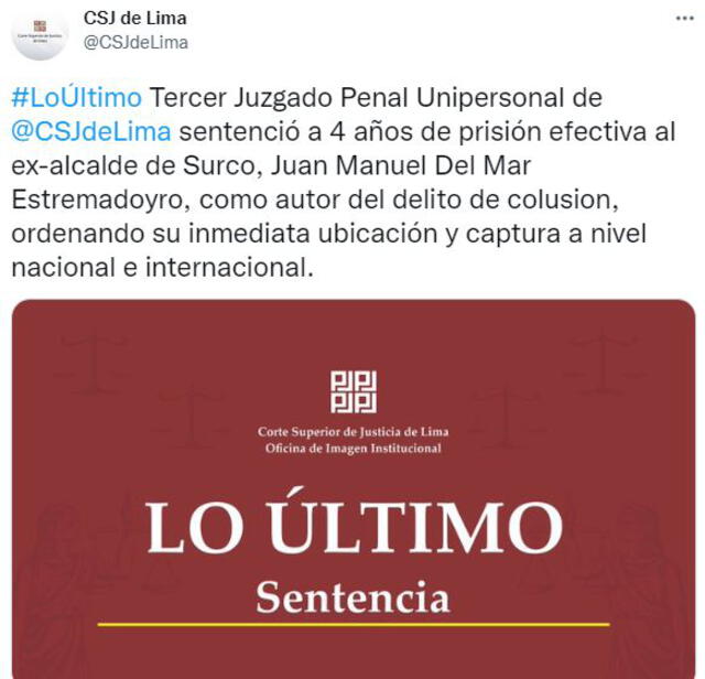 Juan Manuel del Mar: Condenan por colusión a exalcalde de Surco