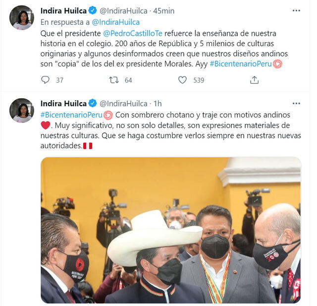 Declaraciones de Indira Huilca