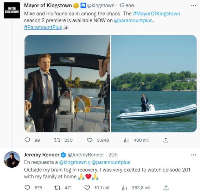 Jeremy Renner confirmó que ya se encuentra en casa al lado de su familia.