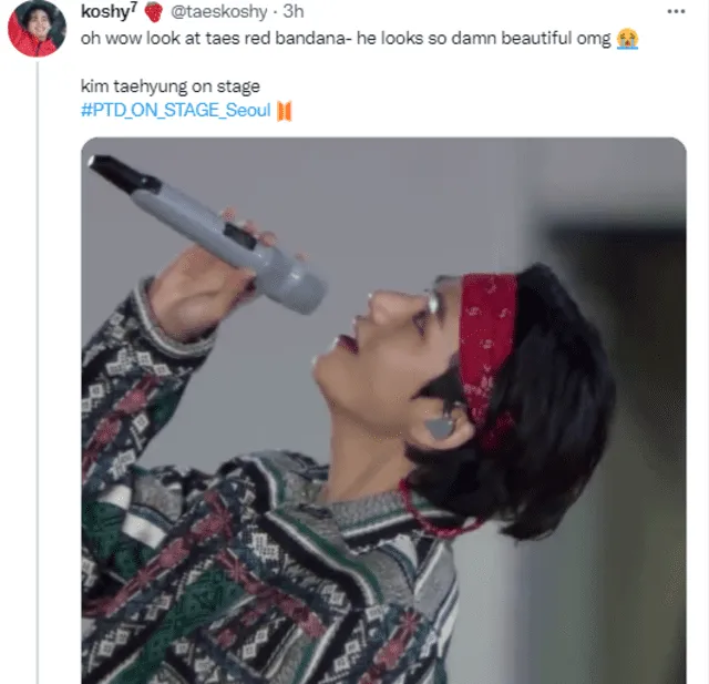 BTS, Taehyung bandana roja, PTD Seoul día 1