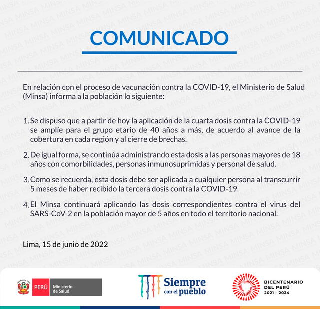 Comunicado fue publicado este miércoles. Foto: Minsa