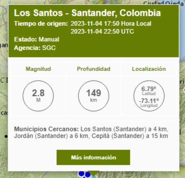 qué grado fue el temblor en Colombia | Terremoto Sismo Temblor hoy | Servicio Geológico Colombiano | Colombia