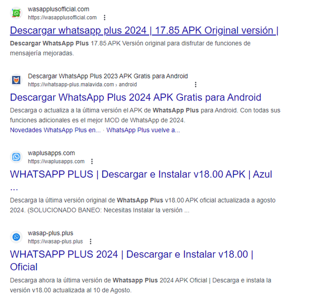 WhatsApp Plus solo se puede descargar de sitios poco confiables. Foto: Google   