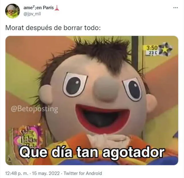 Los mejores memes tras hackeo de redes de Morat. Foto: captura de Twitter Los mejores memes tras hackeo de redes de Morat. Foto: captura de Twitter