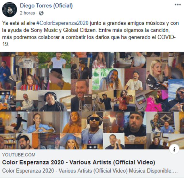 Diego Torres presenta "Color esperanza 2020".