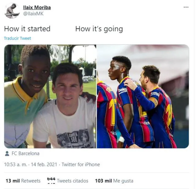 Ilaix comparó sus fotografías con Messi. Foto: Twitter