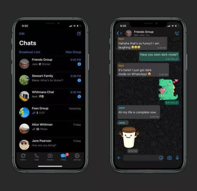 Modo oscuro de WhatsApp en iOS
