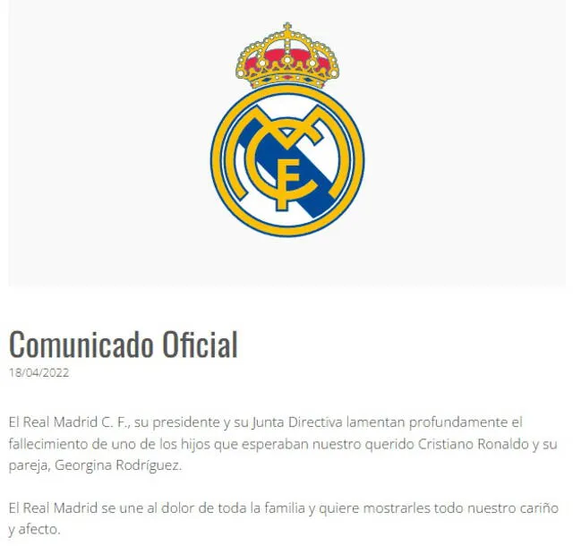 Comunicado Real Madrid