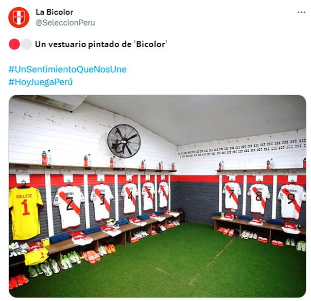 Vestuario de la selección peruana en Ciudad del Este. Foto: captura de La Bicolor/X   