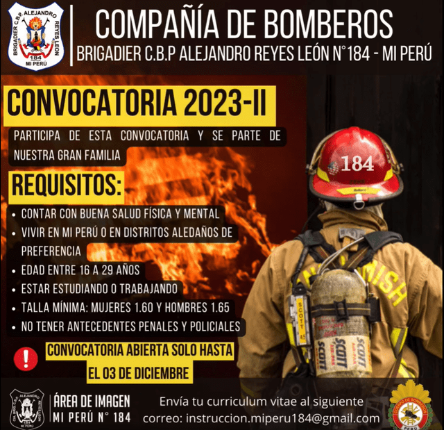  Foto: Compañía de bomberos de Mi Perú-184/Facebook    