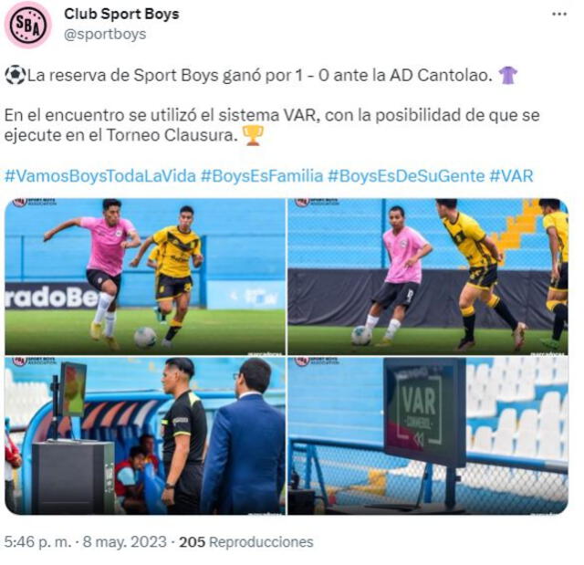  El VAR ya se viene probando en el fútbol peruano. Foto: Twitter/Sport Boys.   