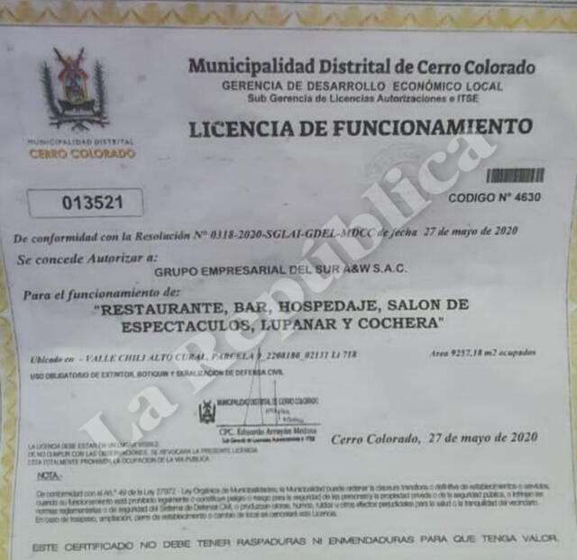 Arequipa. Licencia de funcionamiento otorgada a prostíbulo en Cerro Colorado. Foto: La República